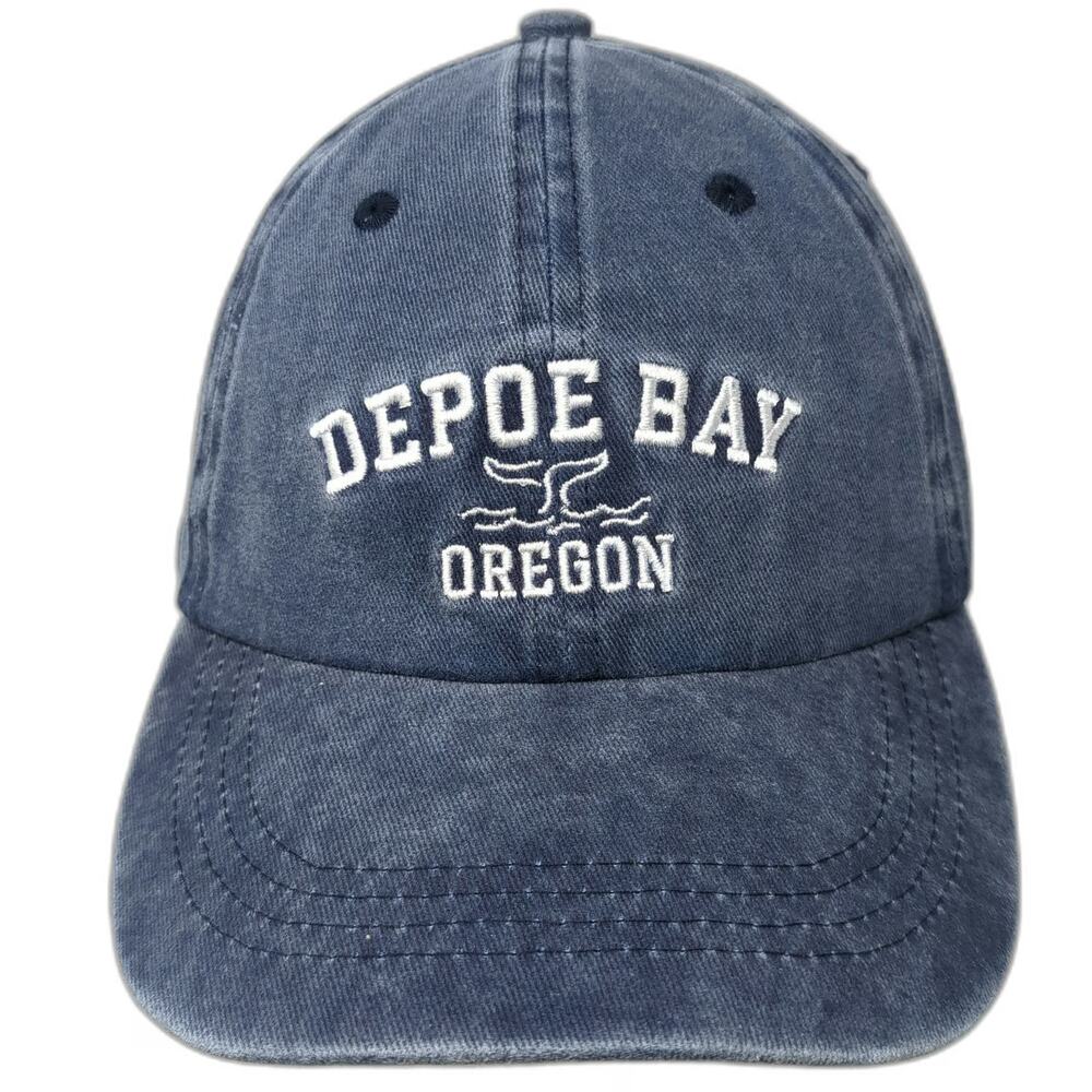 Crazy Apparel Depoe Bay Oregon Blue Baseball Cap One Size Whale Tail Cotton Hat